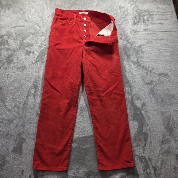 Levi's Ribcage Straight Ankle Pants Womens 29x27 Corduroy Button Fly 72693-0140 - Picture 1 of 13